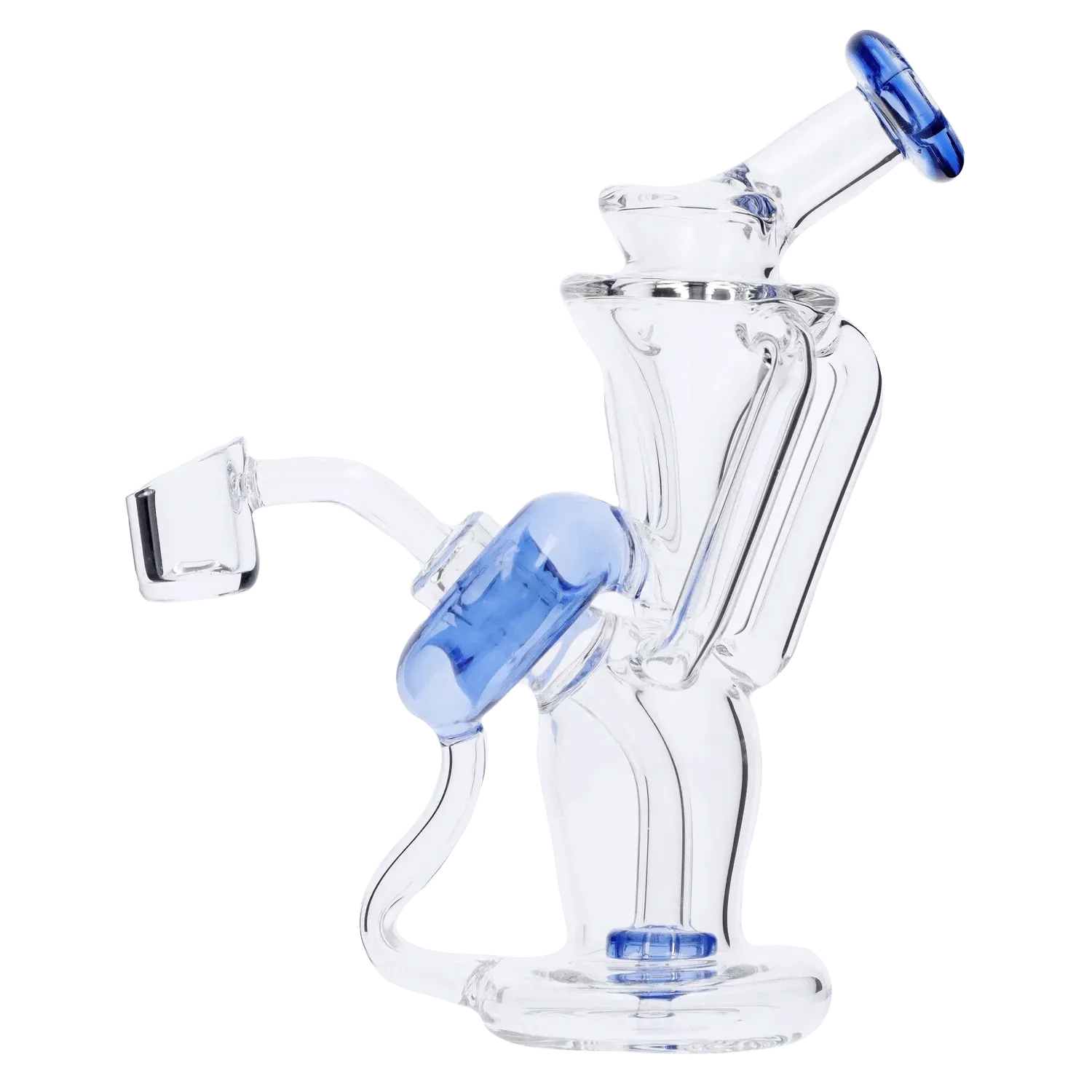 Bent Neck Dab Rig Recycler-Blue-6in