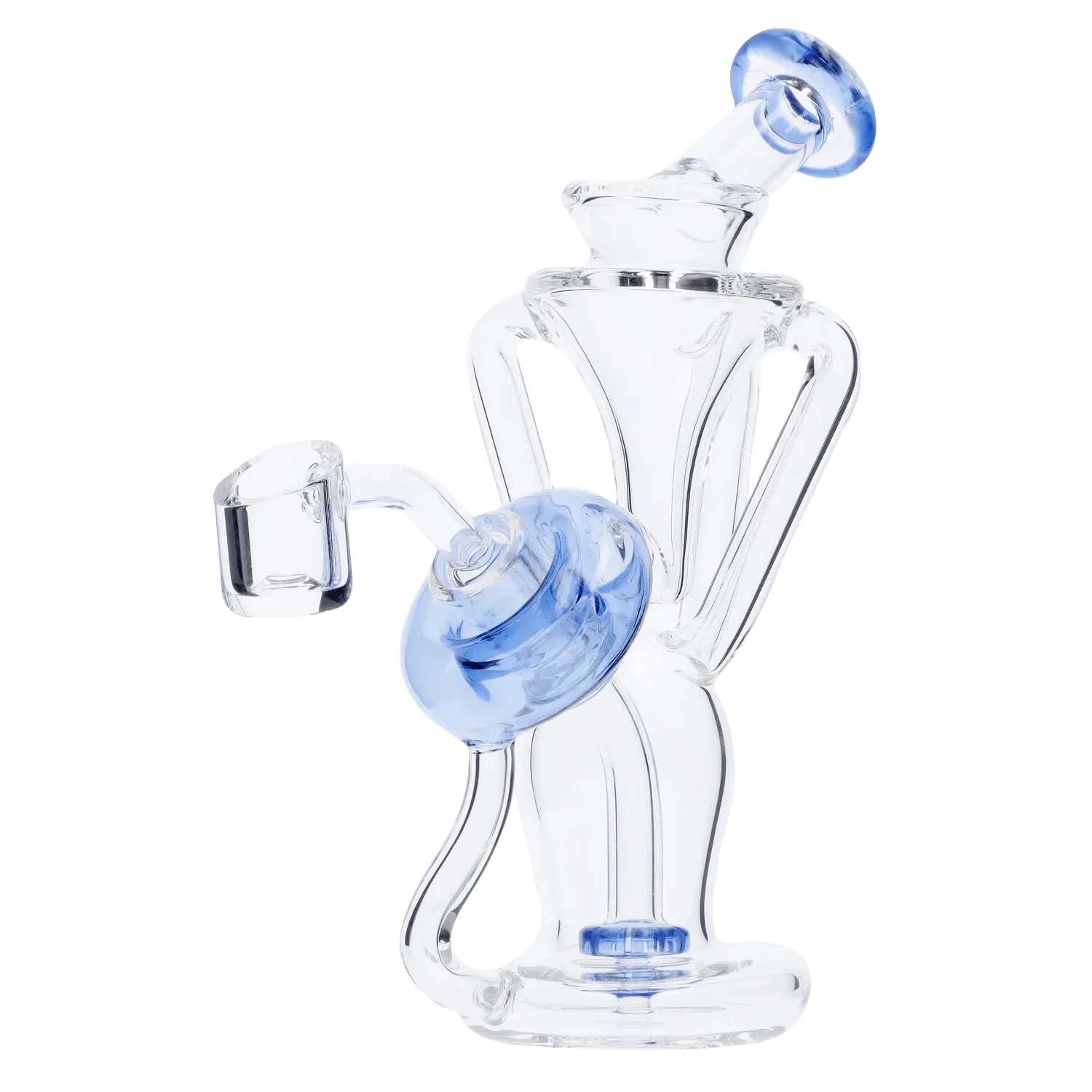 Bent Neck Dab Rig Recycler-Blue-6in - Image 2
