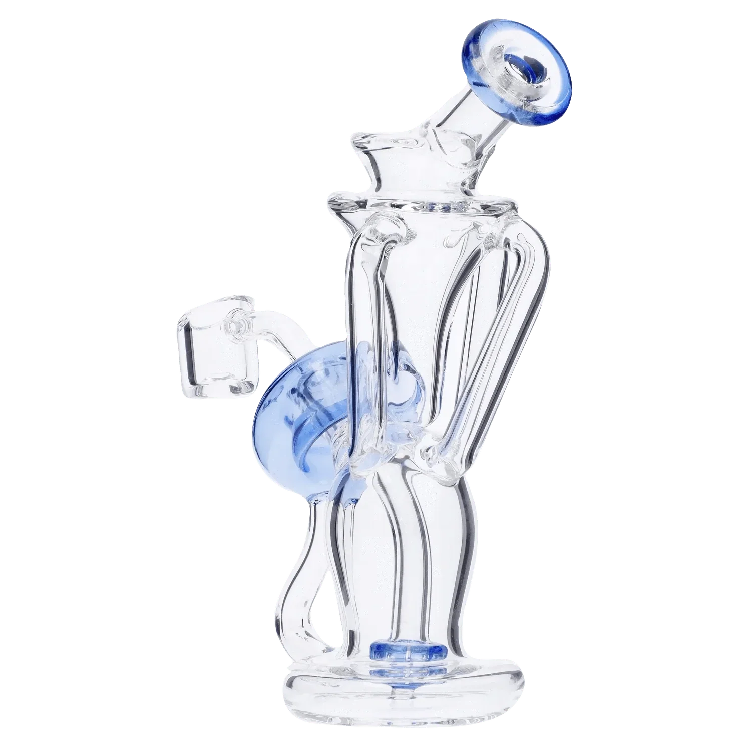 Bent Neck Dab Rig Recycler-Blue-6in - Image 3