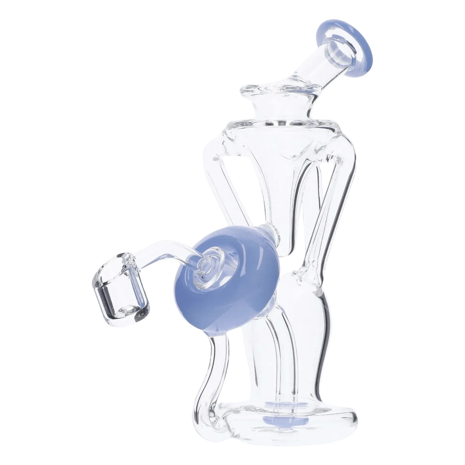 Bent Neck Dab Rig Recycler-Milky Blue-6in - Image 2