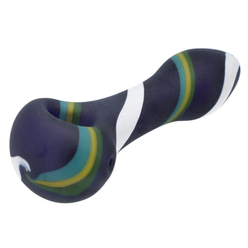 Valiant Peak-A-Boo Glass Pipe-Yellow Strip - 4.5in.