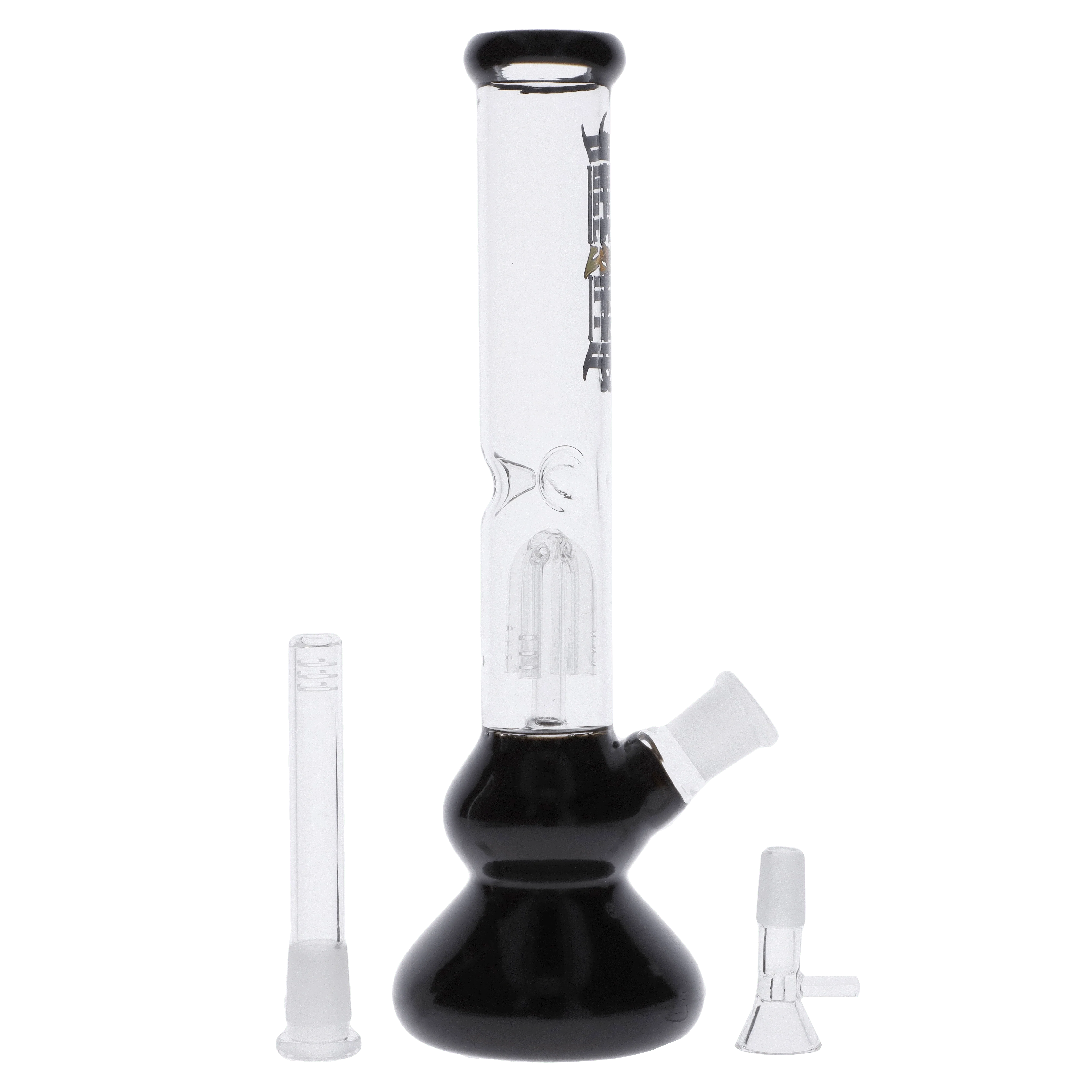 Dopezilla Double Bell Bottom Water Pipe - Black - 12in.