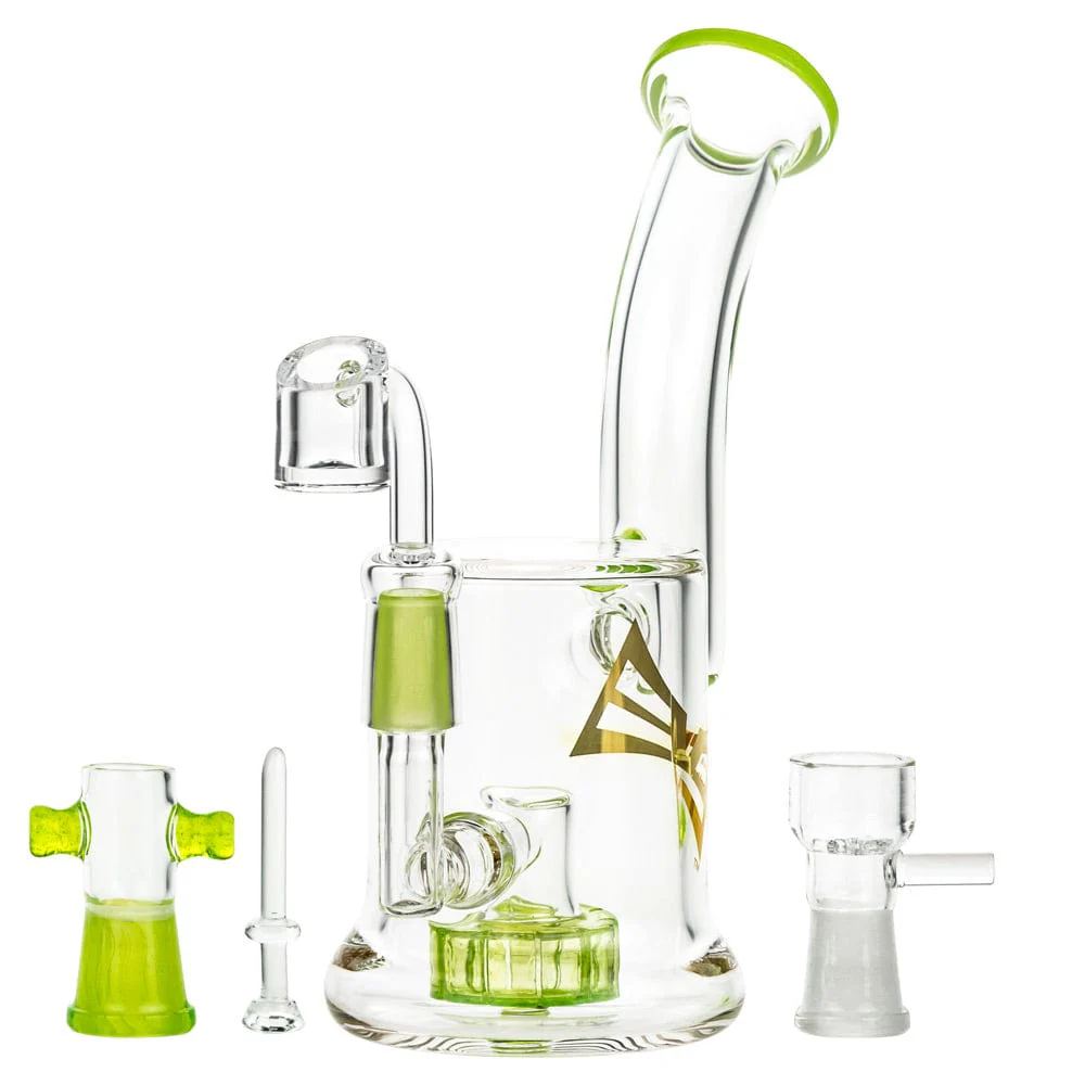 Evolution Diamond Dust Dab Rig w/ Joints & Dome - Apple Green - 8in.