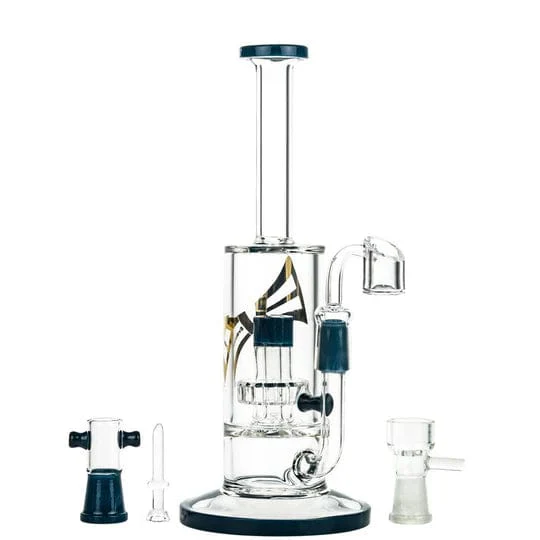 Evolution Super Cell Dual Use Water Pipe w/ Dome Bowl & Banger  - Dark Blue - 9.5in.