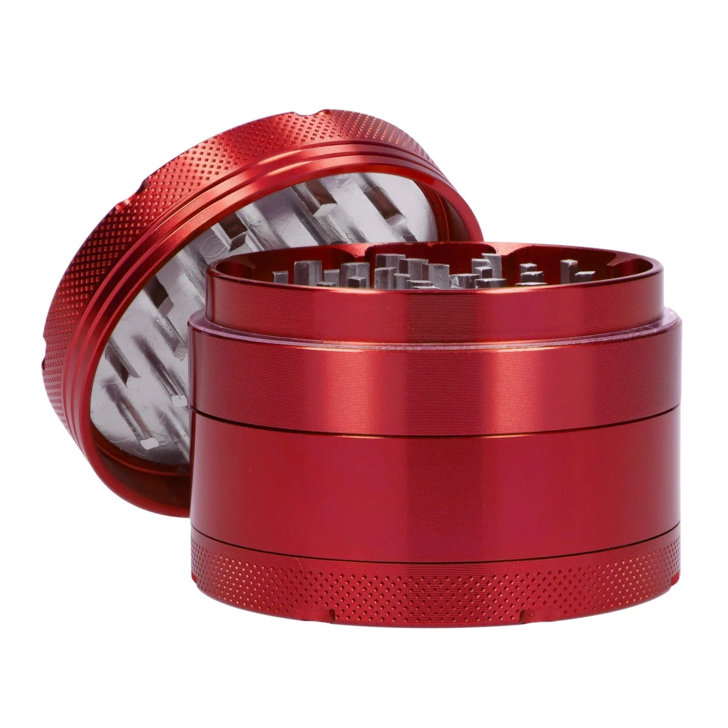 Puff Puff Pass Aluminum 4pc Grinder - Red - 62mm - Image 2