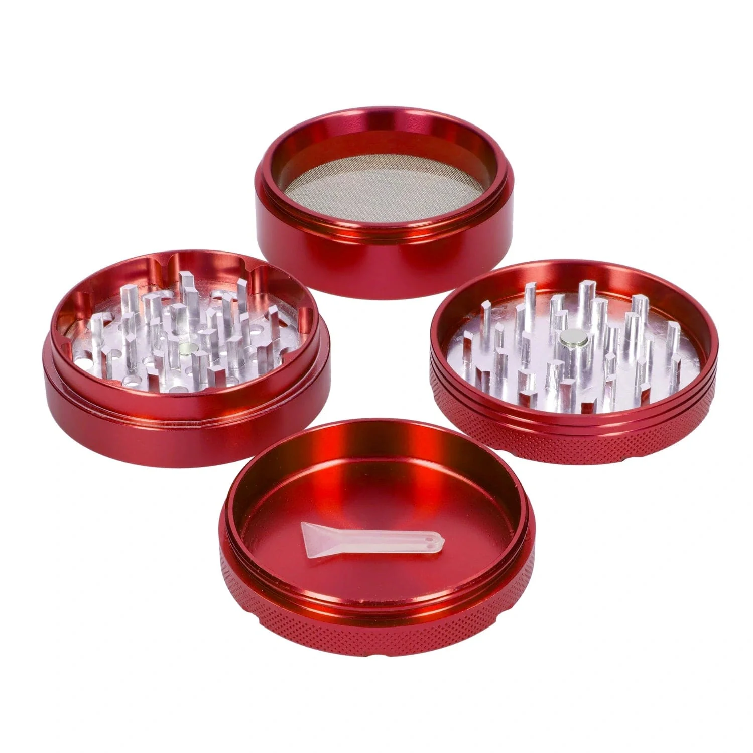 Puff Puff Pass Aluminum 4pc Grinder - Red - 62mm - Image 3