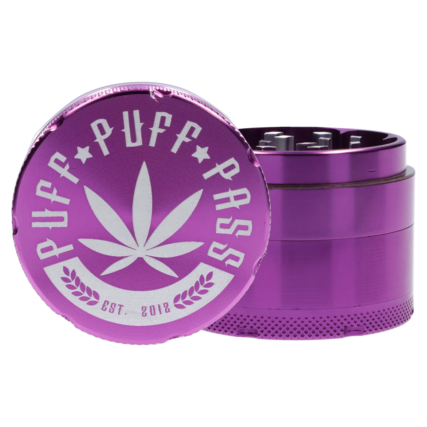 Puff Puff Pass Aluminum Grinder 4pc -Purple-50mm - Image 3