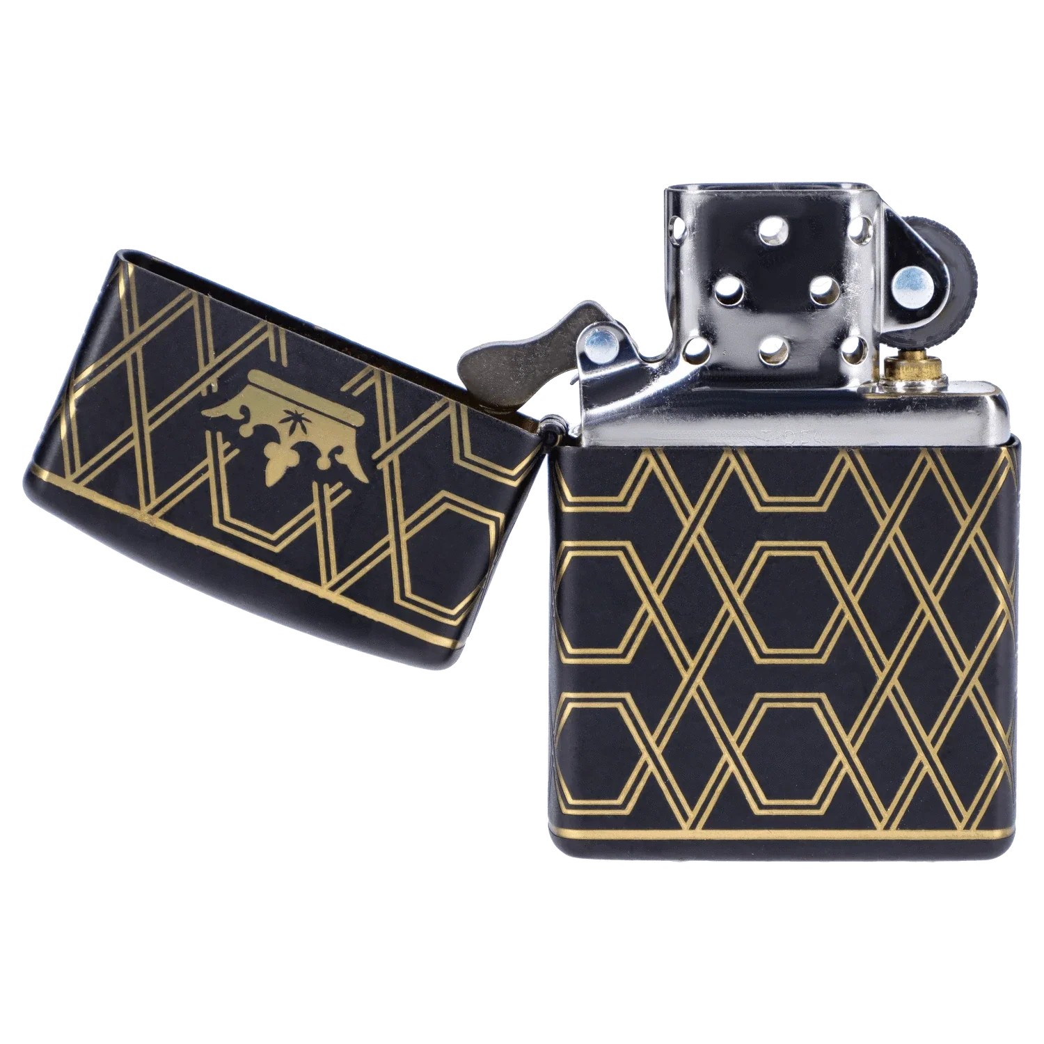 Queen of Bud Black Obsidian Geometric Zippo - Image 3