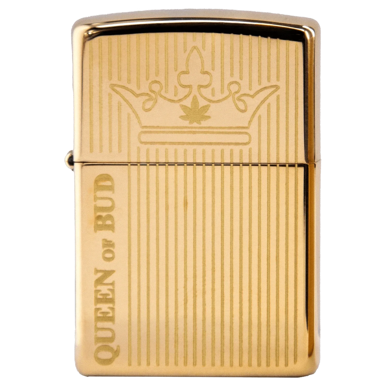 Queen of Bud Golden Vertical Flame Zippo