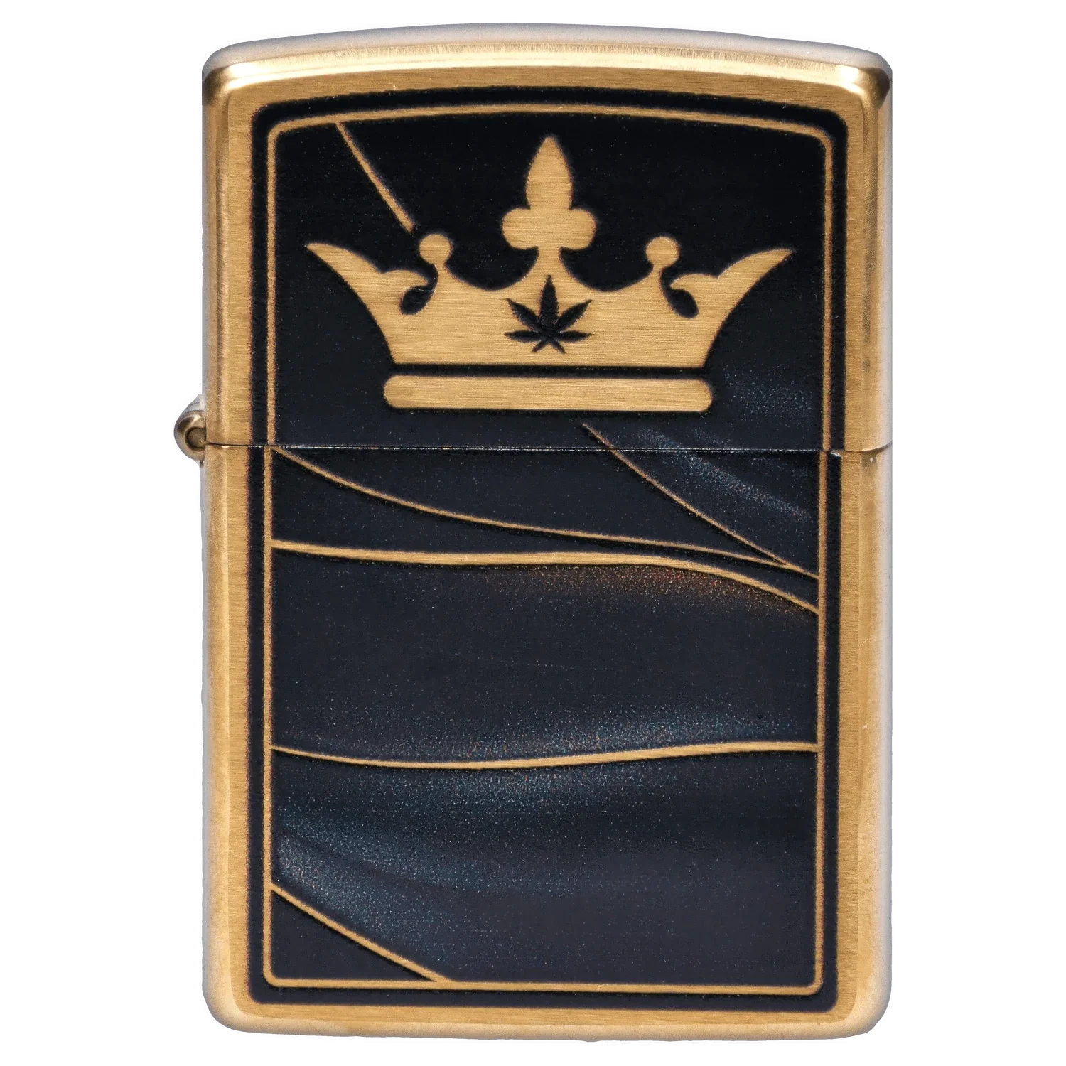 Queen of Bud Zippo Black Obsidian Ripple
