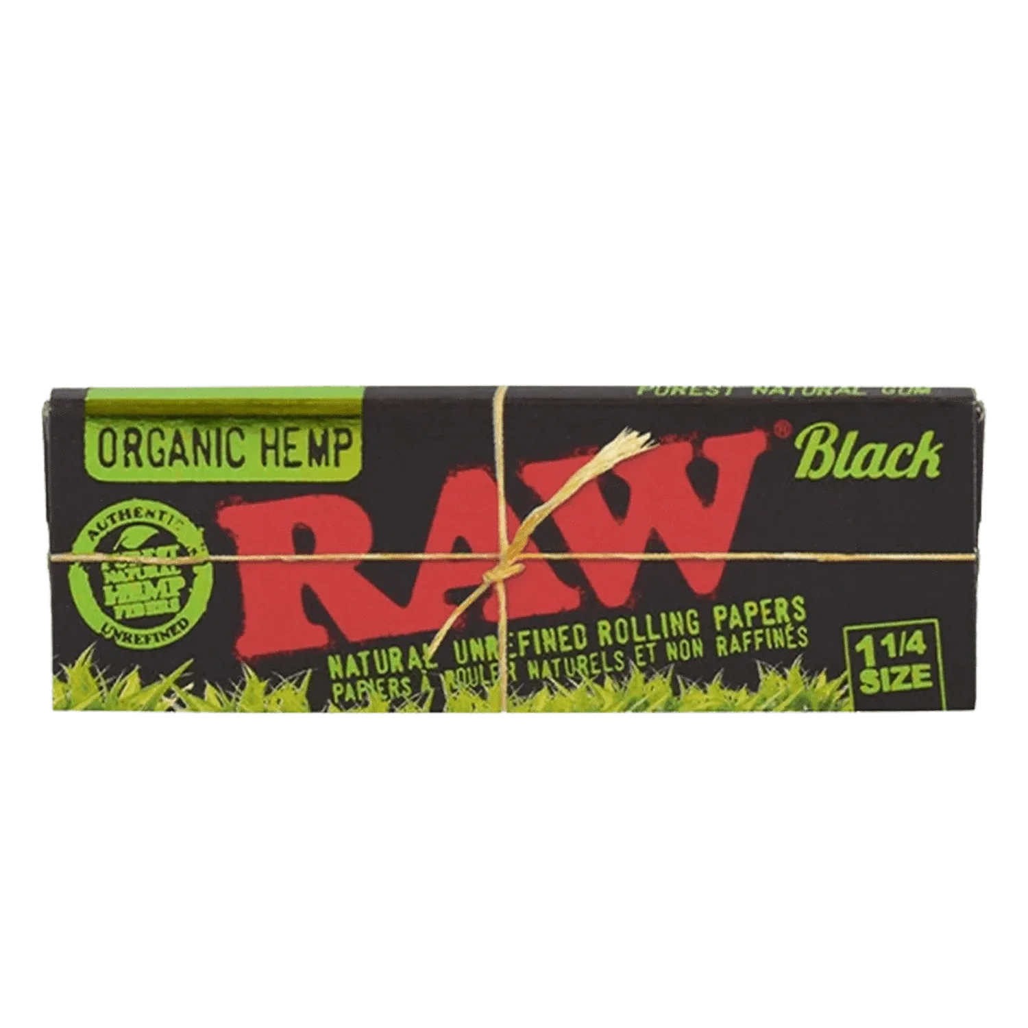 Raw Black Organic Unrefined Rolling Papers - 1 ¼