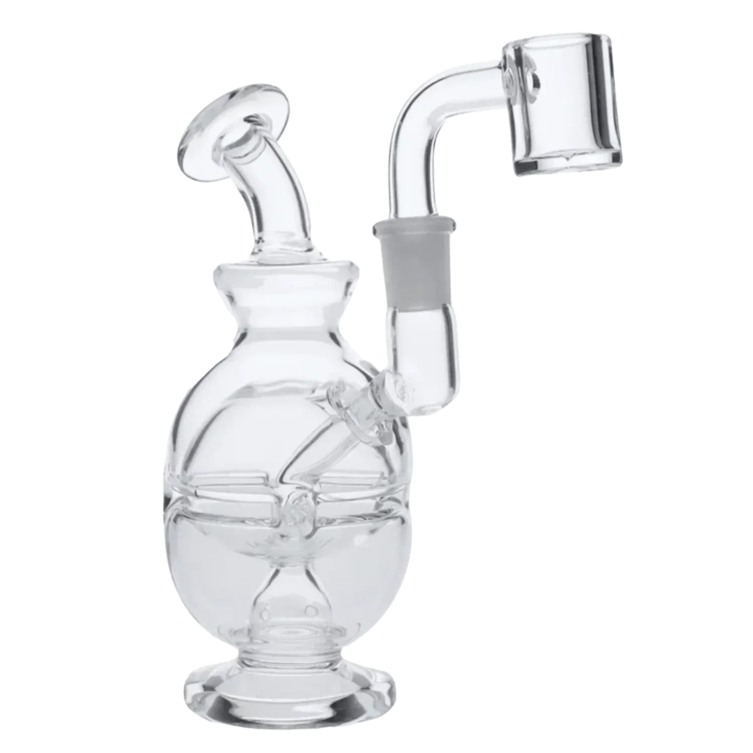 Glass Bubbler Pipe w/10mm Male Quartz-Clear-4.8 in