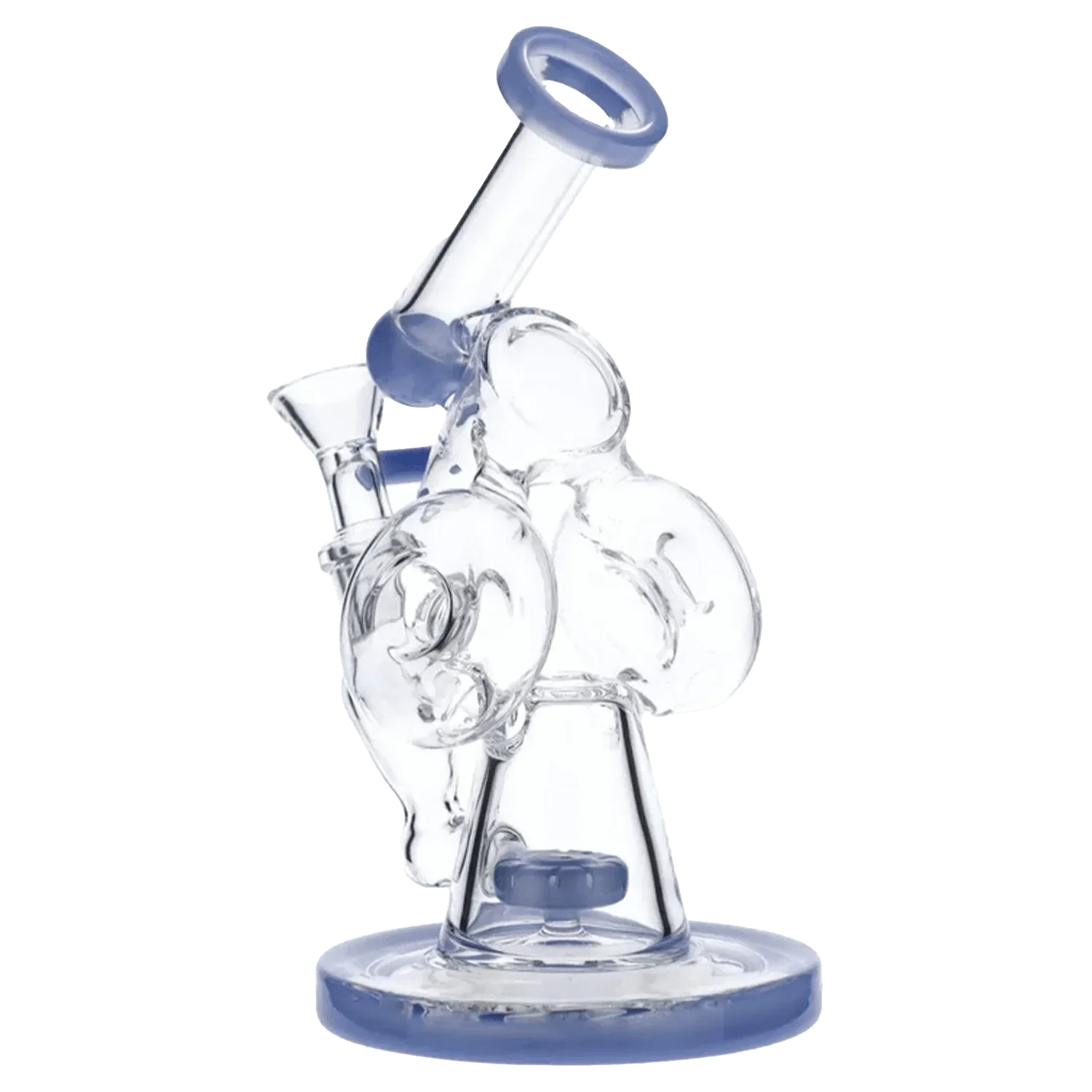 Hourglass Base Water Pipe w/ Bowl & Quartz-Milky Blue-7in - Image 2