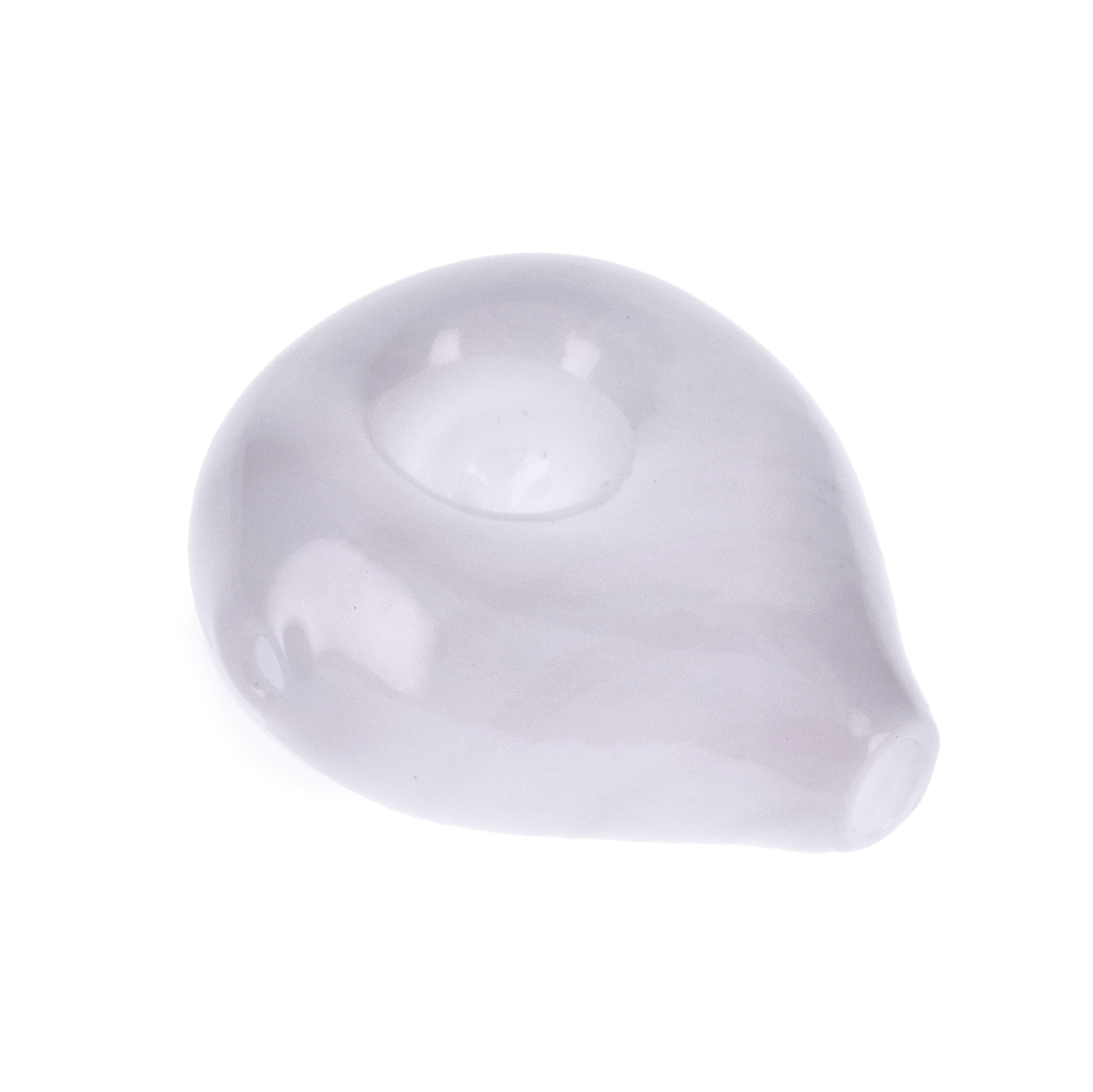 Teardrop Glass Pipe - White w/ Pink Stripe - 3in. - Image 3