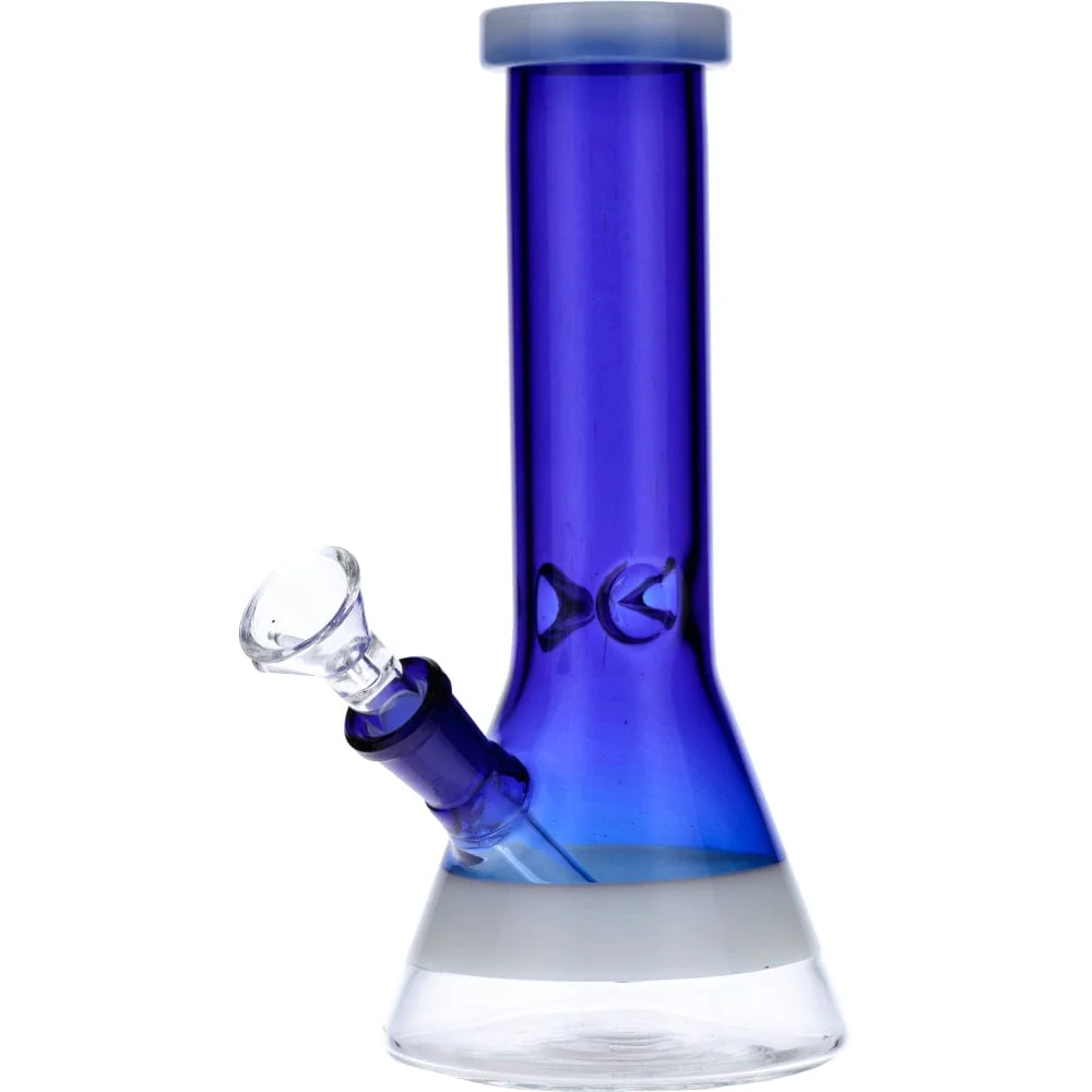 Valiant Beaker Water Pipe w/ White Rings - Blue - 8in.