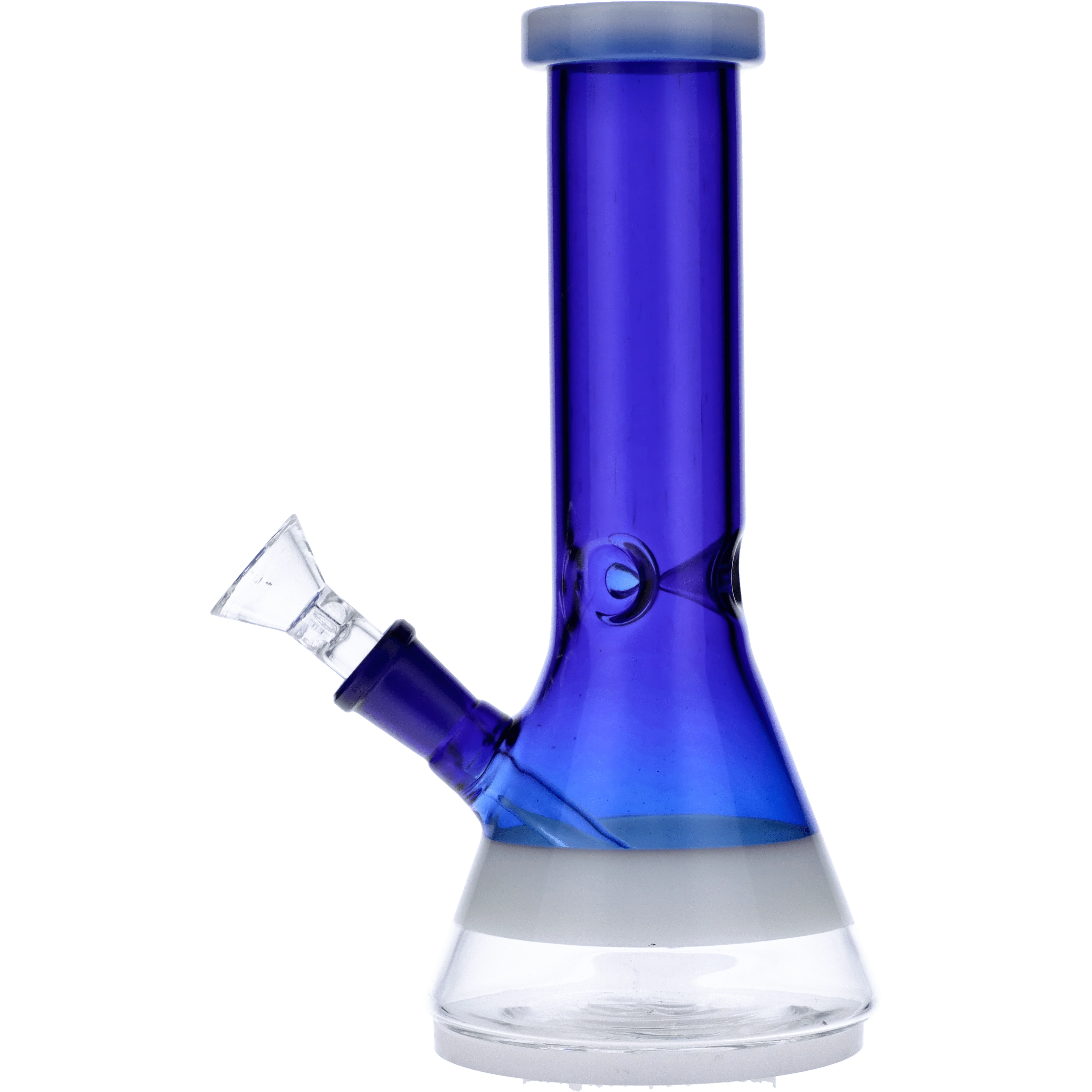 Valiant Beaker Water Pipe w/ White Rings - Blue - 8in. - Image 2