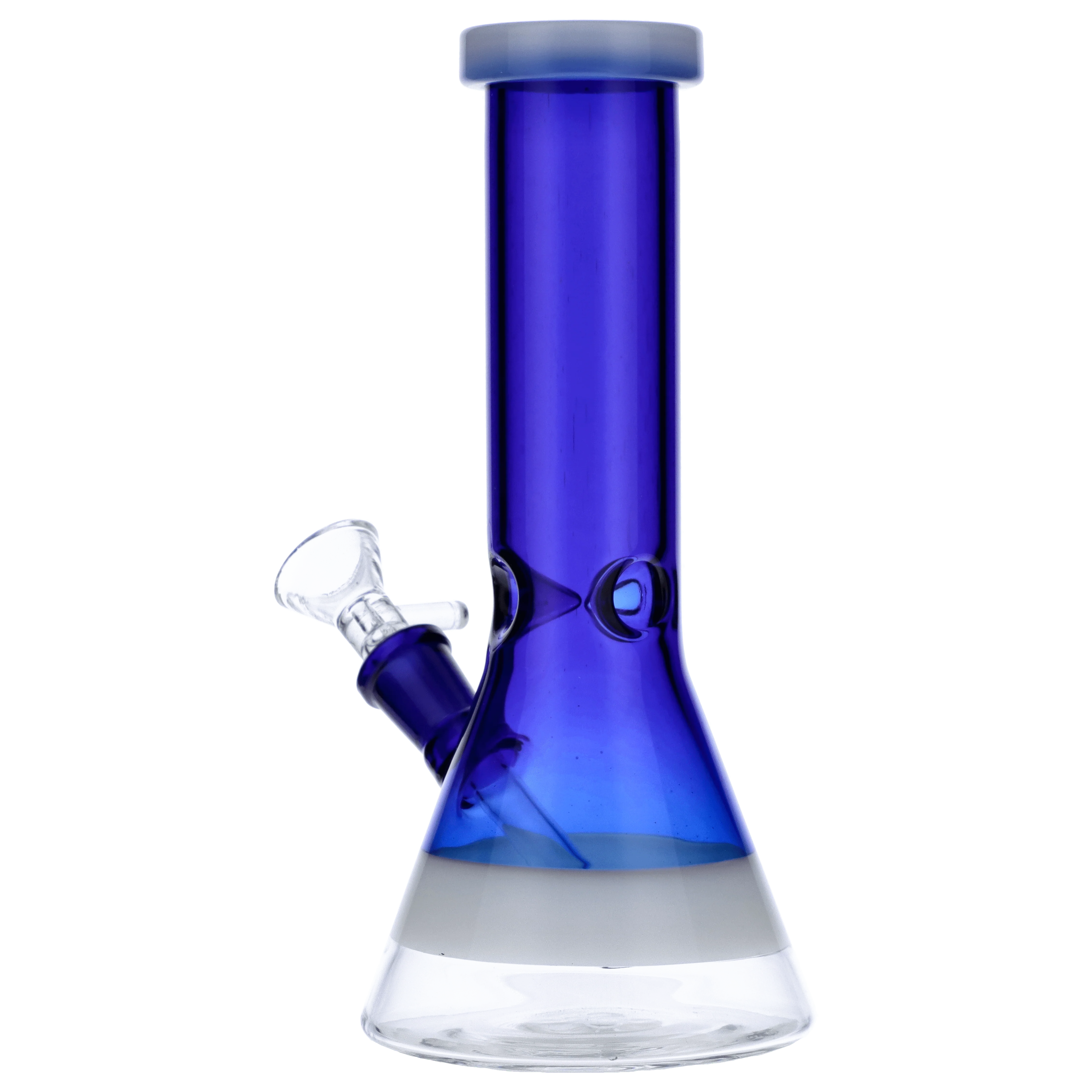 Valiant Beaker Water Pipe w/ White Rings - Blue - 8in. - Image 3