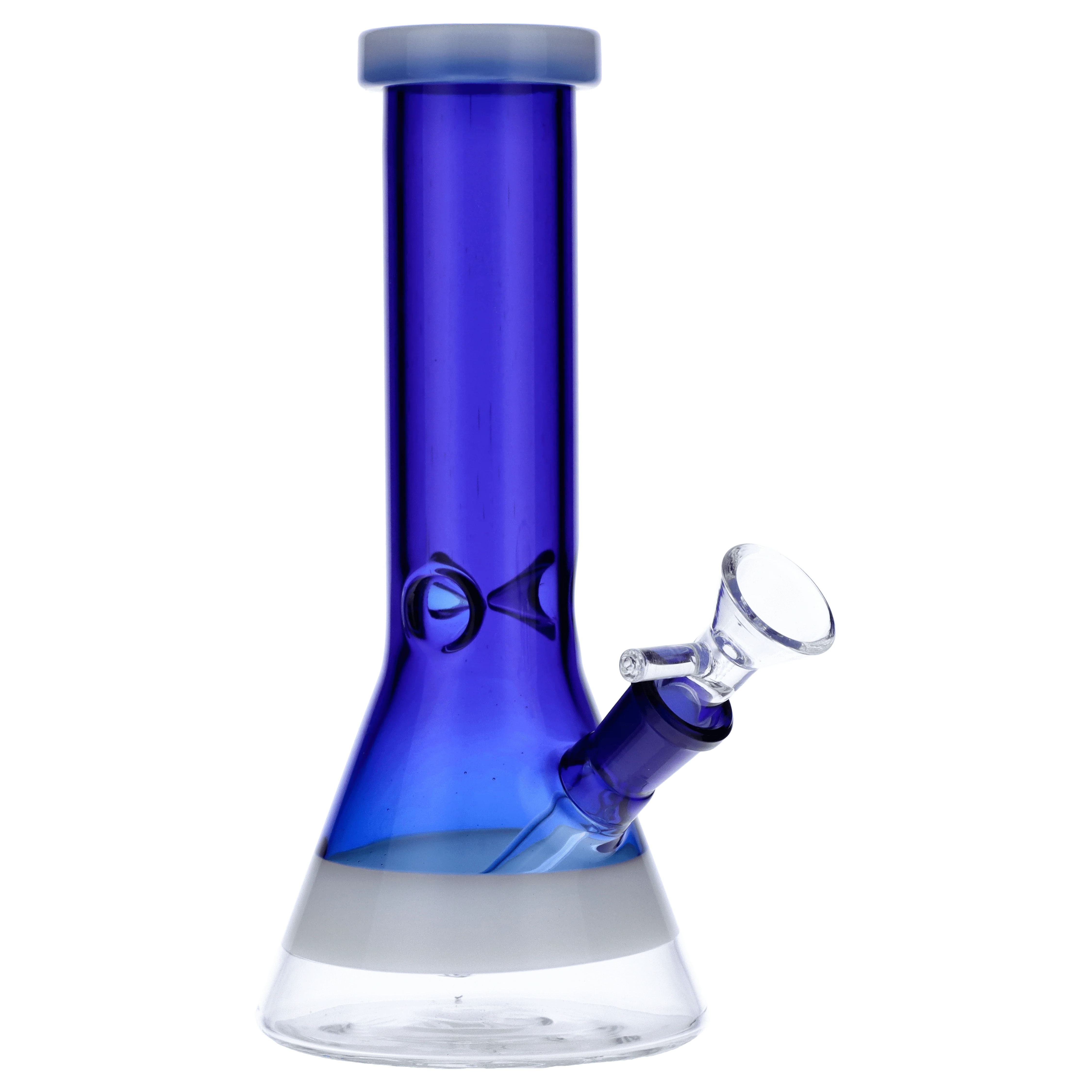 Valiant Beaker Water Pipe w/ White Rings - Blue - 8in. - Image 5