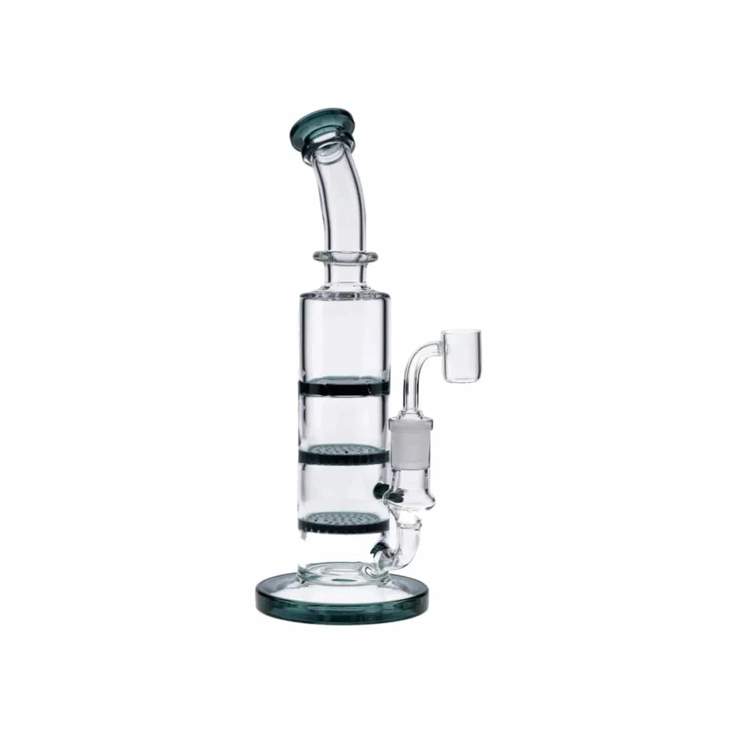 Valiant Bent Neck Dab Rig w/ Triple Honeycomb - Teal - 9.5in.