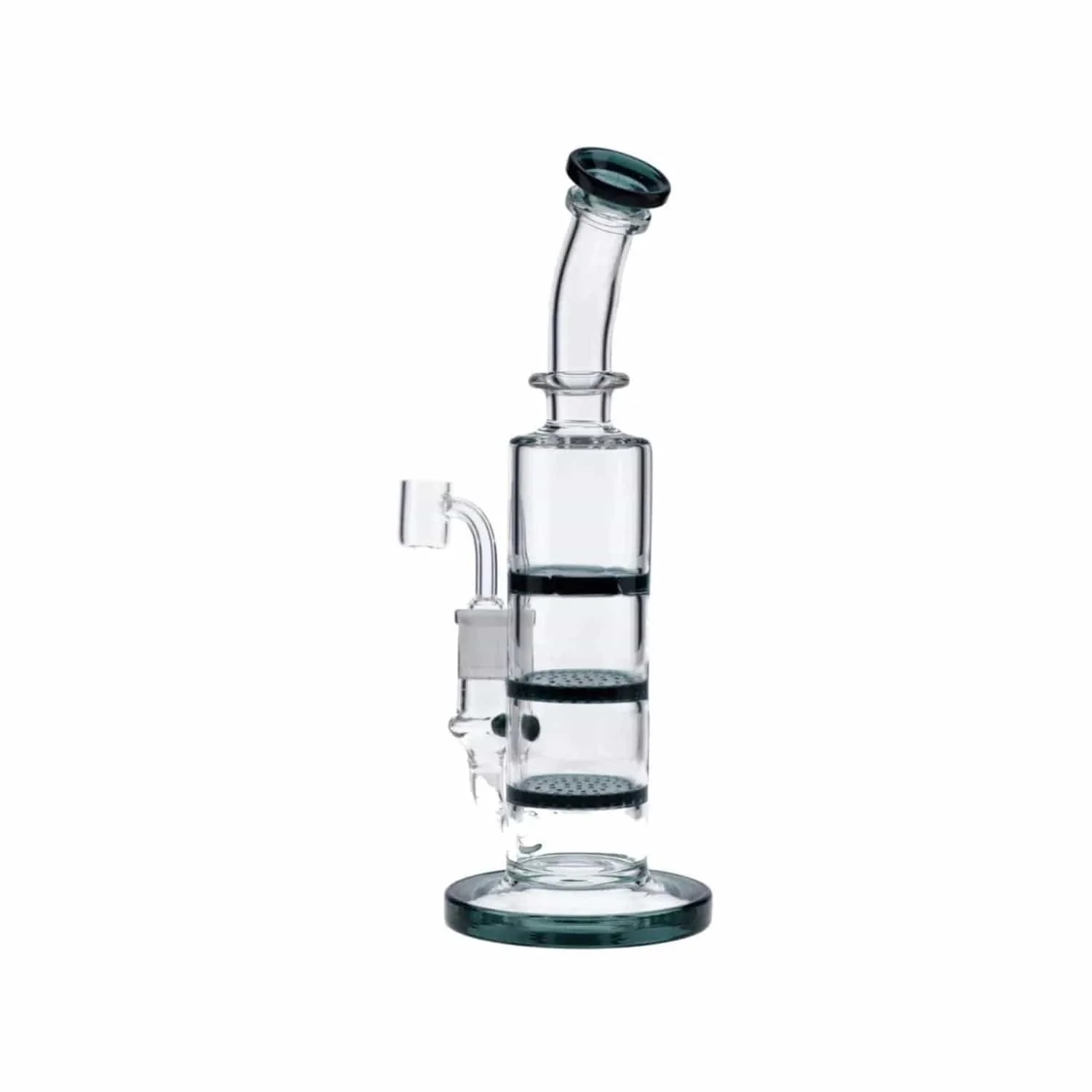 Valiant Bent Neck Dab Rig w/ Triple Honeycomb - Teal - 9.5in. - Image 4