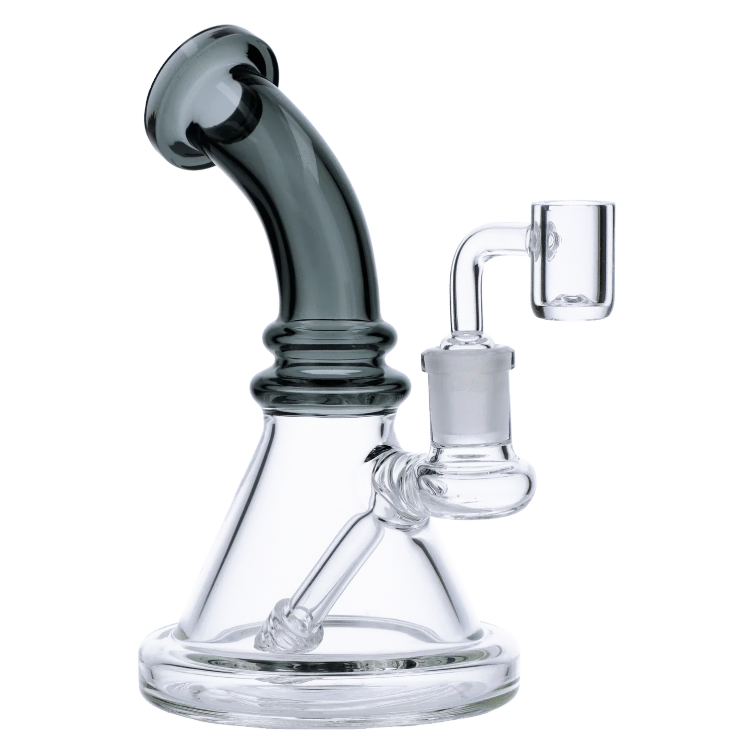 Valiant Bent Neck Mini Water Pipe - Transparent Black - 7in. - Image 3