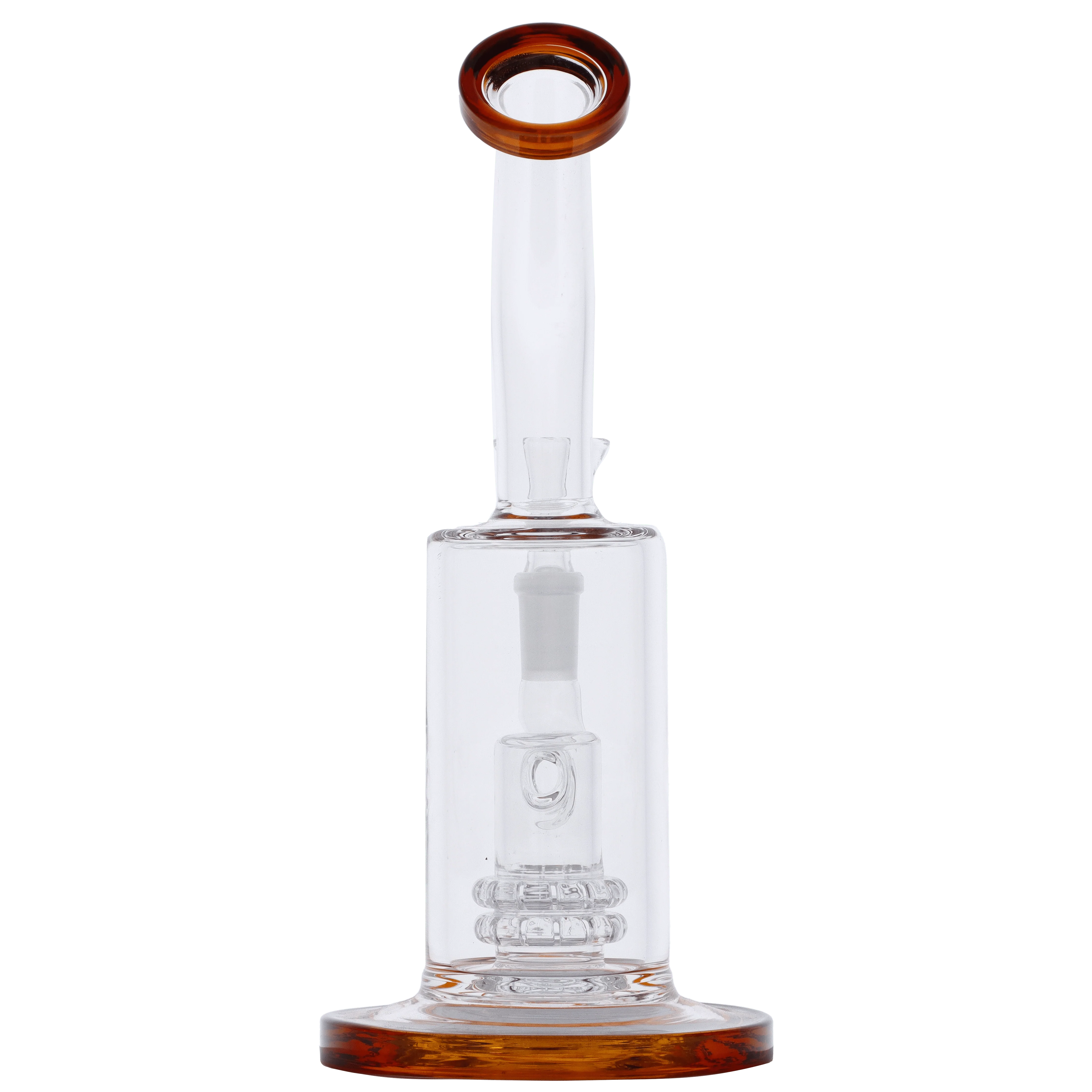 Valiant Bent Neck Water Pipe - Amber & White - 8in. - Image 3