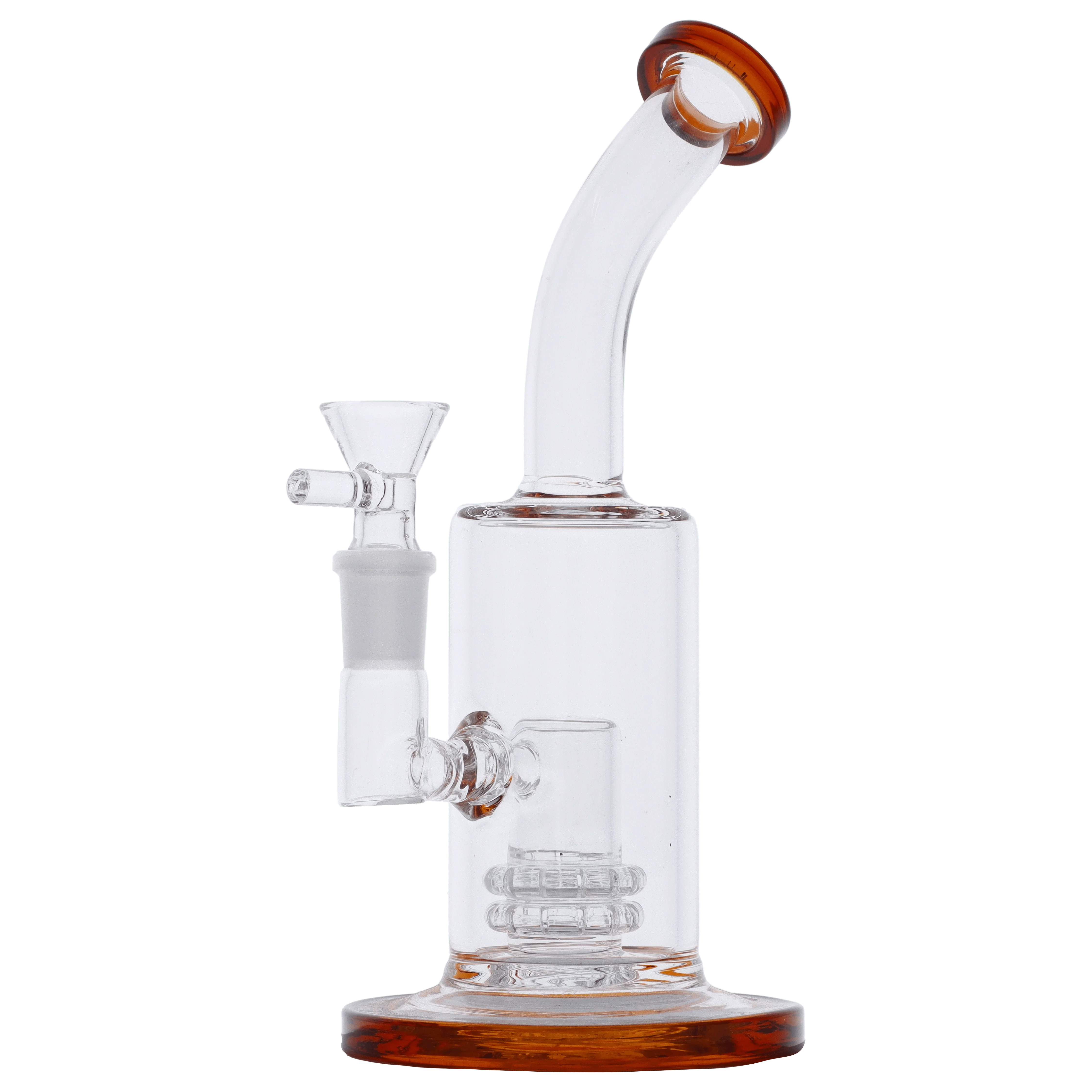 Valiant Bent Neck Water Pipe - Amber & White - 8in. - Image 6
