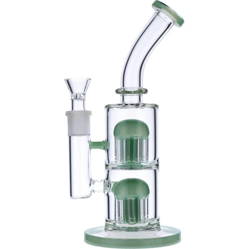Valiant Bent Neck Water Pipe w/ Double Tree Perc - Mint Green - 11in. - Image 2