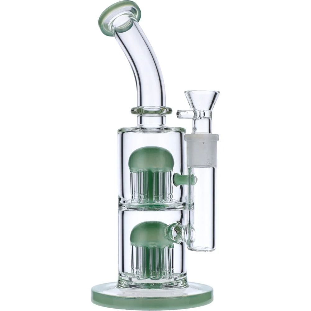 Valiant Bent Neck Water Pipe w/ Double Tree Perc - Mint Green - 11in. - Image 5
