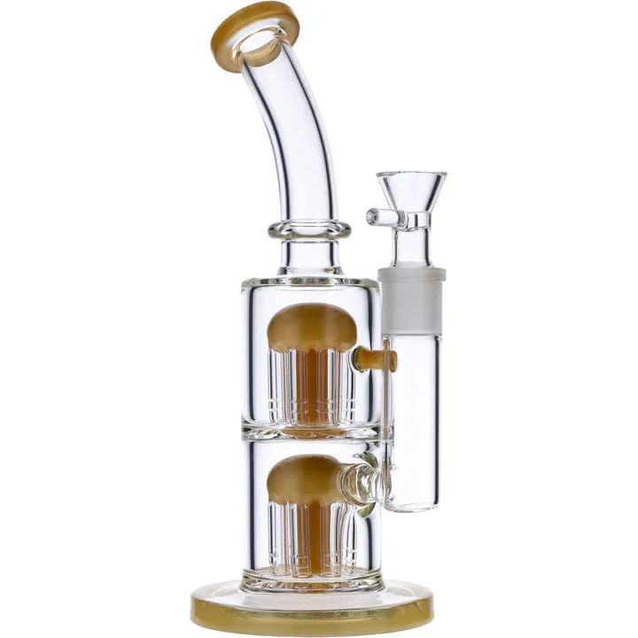 Valiant Bent Neck Water Pipe w/ Double Tree Perc - Topaz - 11in.