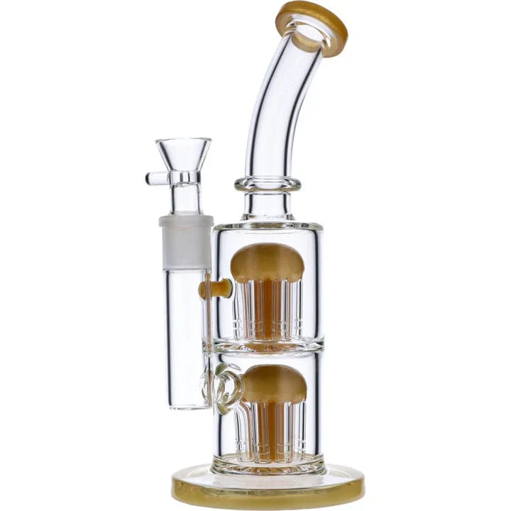 Valiant Bent Neck Water Pipe w/ Double Tree Perc - Topaz - 11in. - Image 5