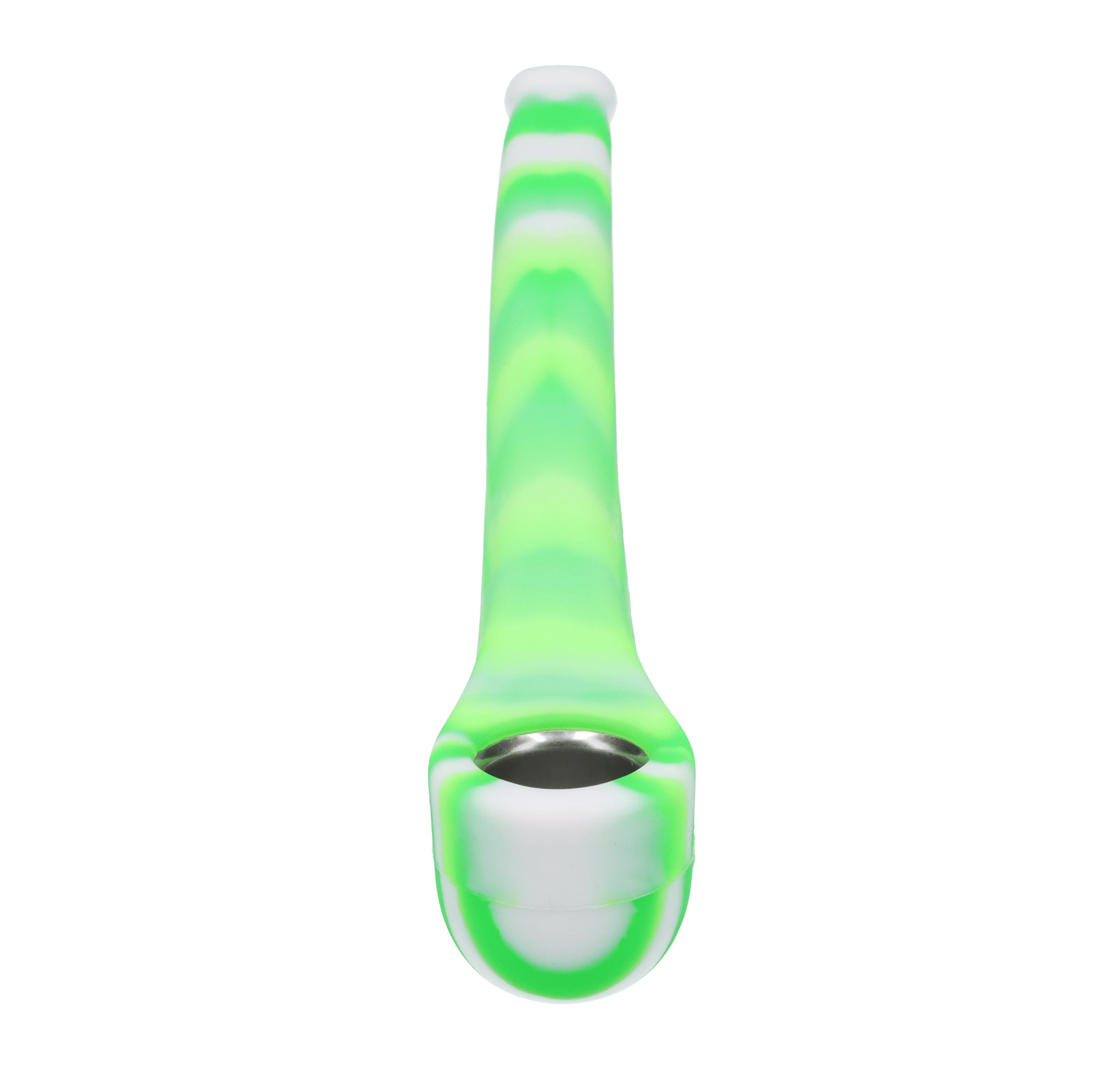 Valiant Silicone Gandalf Pipe w/ Steel Bowl - Green & White - 9in.