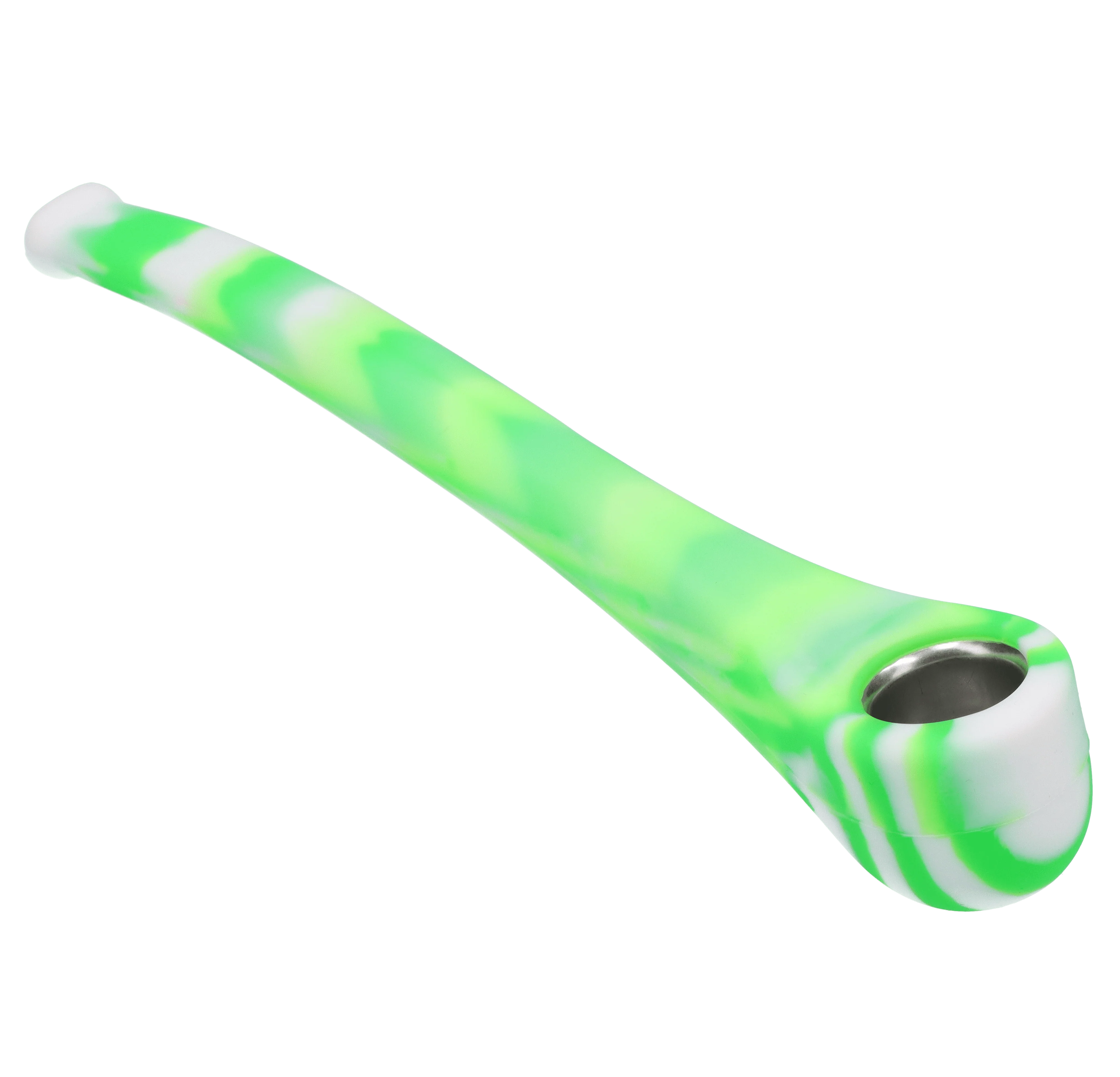Valiant Silicone Gandalf Pipe w/ Steel Bowl - Green & White - 9in. - Image 5