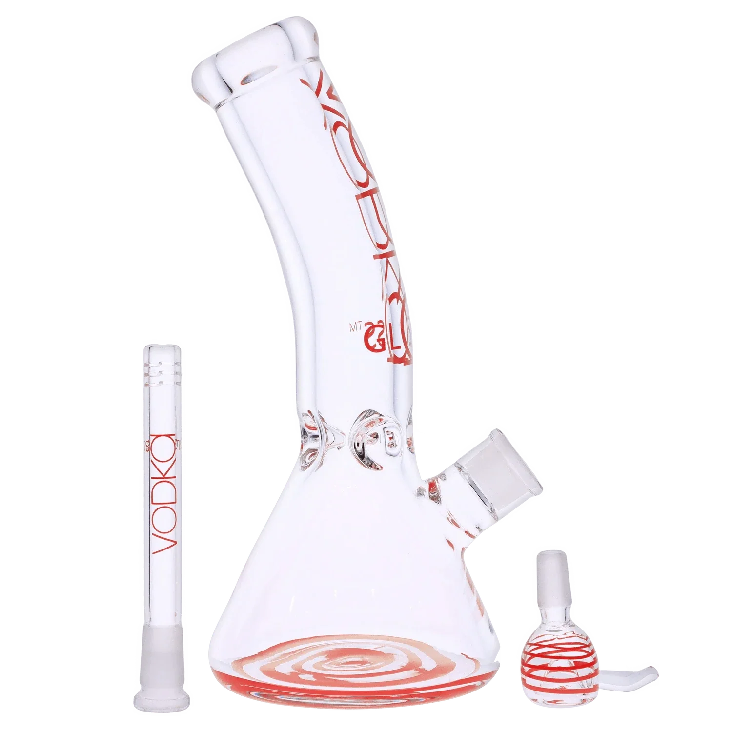 Vodka 9mm Bent Neck Water Pipe - Red - 12in. - Image 3