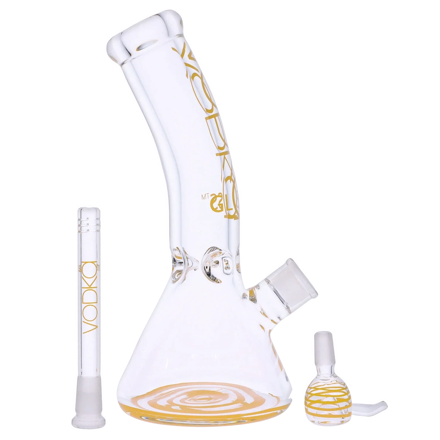 Vodka 9mm Bent Neck Water Pipe - Gold - 12in. - Image 9