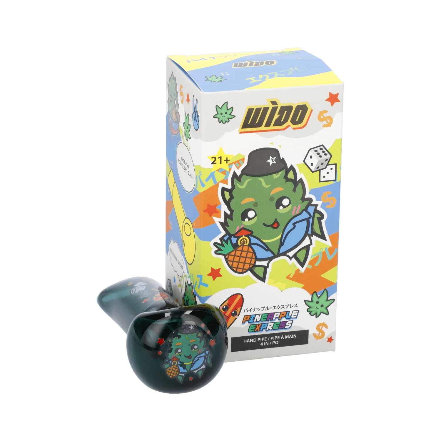Wido Pineapple Express Spoon Pipe - Transparent Teal - 4in. - Image 8